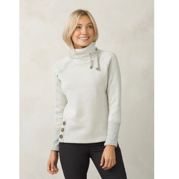 Prana Sweaters - PrAna Lucia Sweater Size Small Draw Cord Neck Gray